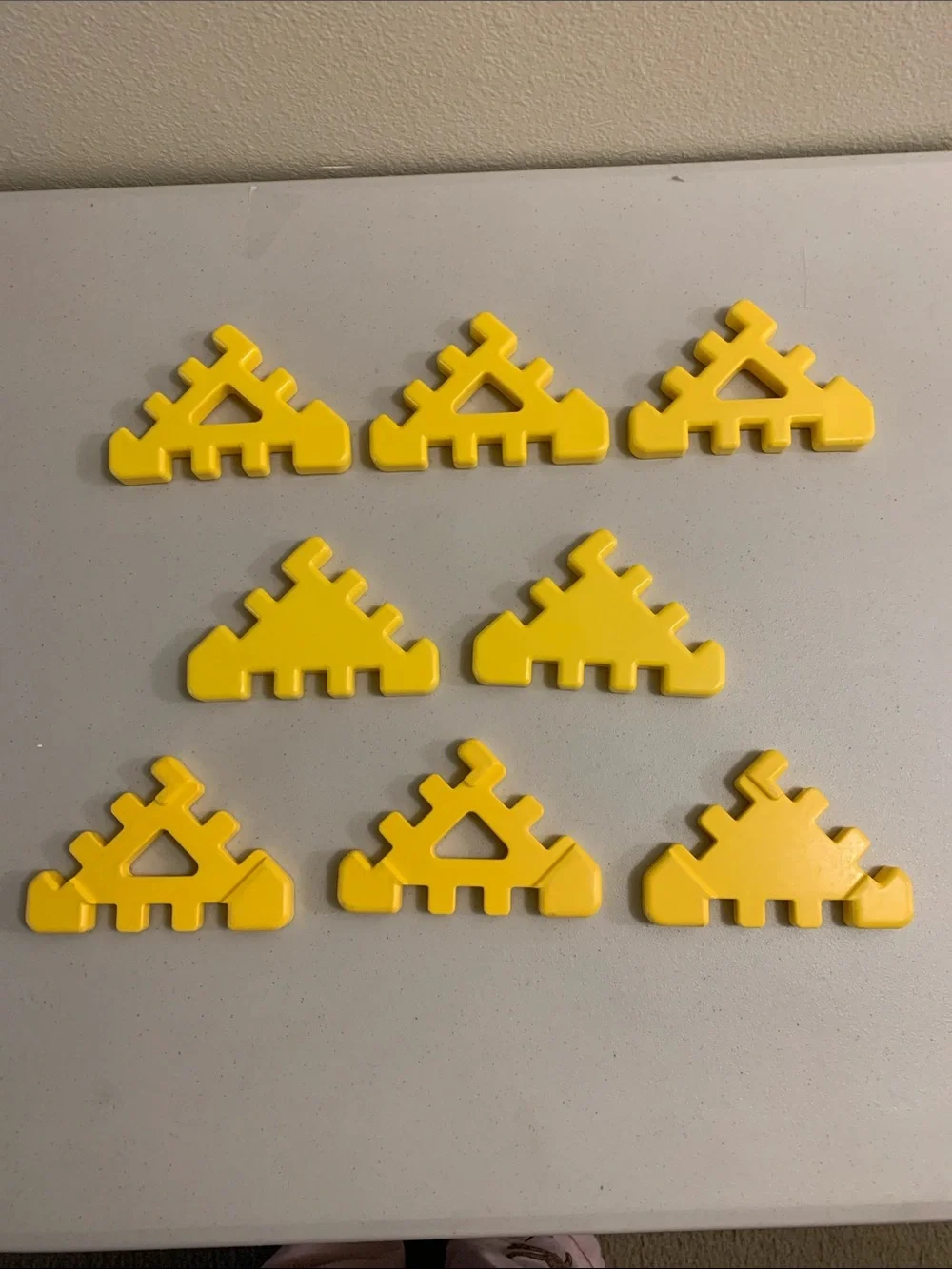Vintage Little Tikes Wee Waffle Blocks Triangle Roof Pieces Lot of 8 Yellow